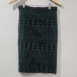 Carmen Marc Valvo Teal and Black Pencil Skirt